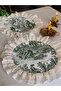 Pack of 2 Green French Peasant Pattern Double Ruffle Supla - 3