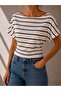 New Season Cotton Striped Slim Fit Bat Sleeve Casual Women's T-Shirt. - 2