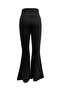 Black High-Waisted Flare Trousers with Button Detail - 5