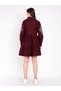 Maroon Cotton Poplin Shirt Mini Dress - 5