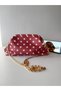 Women's Red-Cream Polka Dot Scholarship Pouch Bag with Gold Chain Detail