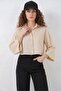 Women's Oversize Striped Viscose Beige Shirt - 5