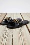 Women's Flat Heeled Slippers Chain Detailed Faux Leather Comfortable Daily Shoes Modern Stylish Comfortable Elegant