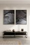 Charcoal Fluid Set of 2 Islamic Wall Art | Framed Canvas Print with Silver Foil Embossed | Arabic Calligraphy Decor for Living Room, Bedroom, Office & Gift