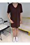 Coffee V-Neck Modal Dress - 4
