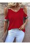 Women's Off-The-Shoulder V-Neck Strappy Viscose Blouse - 5