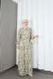 Half Pat Button Daisy Patterned Modal Fabric Dress Green Hnt2129 - 5