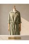 Women's Turquoise Linen Bohemian Suit Shirt Skirt Set