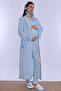 Pregnancy and Postpartum Nursing Pajama Set with Dressing Gown Effortt - Blue - 5