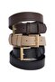 Women's 3 cm 3-piece set black-beige-brown belt