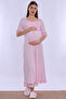 Adjustable Waist Elastic Maternity Set with Breastfeeding Feature Effortt - Pink - 6