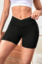 Women's Diver Fabric Black Short Sports Leggings with Pockets - 4