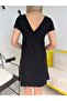 Black back v-neck basic dress - 4