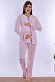 Adjustable Waist Detailed Maternity Pajama Set with Breastfeeding Feature Effortt - Pink