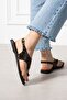 Romina Brown Crinkled Patent Leather Flip-Flop Mini Trocley Sandals with Drop Accessories - 3