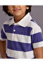Boys Navy And White Striped Polo T-shirt - 4