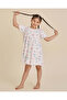 Girls White Bow Print Nightdress - 5