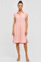 Egyptian Women's Cotton Polo Collar Short Dress Light Pink