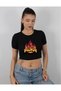 Women's Aura Flame Printed Crop T-Shirt 100% Cotton Crew Neck Regular Fit Short Cut T-Shirt High Quality Dtf Printed Flaming Belly-Exposing Crop Top