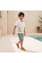 Collared Short Sleeves Shirt and Shorts Set with Embroidery - 2
