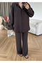 Brown Tencel Shirt Blouse Pants Set - 7310 - 2