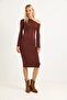 Lycra Soft Flounce Sleeve Stylish Dress Brown - 2