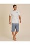 Men Navy Striped Pyjama Shorts - 2