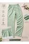 Mihra Women's Short-Sleeved, Long-Bottomed, Green Pajama Set, 100% Cotton, Soft Textured, Breathable Home Wear - 4