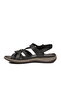 Black Genuine Leather Soft Sole Women's Sandals 22337 Z - 4