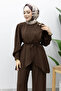 Asymmetrical Cut Brooch Suit Tsd260228 Brown - 2