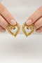 Women's Yellow Textured Heart Earrings - Stylish and Modern Brass Design - 4