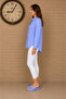 Oversize Cotton Tunic Shirt with Stone Accents on the Front - 4
