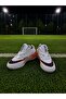 Children's Turf Soccer Shoes White-Orange High-Top Grass Field (Flat) - 2