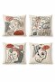 Face Silhouettes Patterned 4-Piece Throw Pillow Cover Set - 3