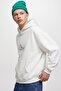 Men's Oversize Sweatshirt Hoodie Shark Hello Printed White – Hooded, Kangaroo Pocket, 3 Threads - 3