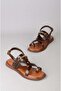 Seç C501 Genuine Leather Flip Flops Women's Sandals Dark Brown - 7
