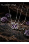 316L Steel Chain Silver Color Purple Butterfly Model Necklace