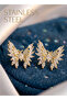 Brass Gold Color Zircon Stone Butterfly Model Earrings