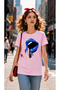 Women's Oversize T-Shirt Blue Lip Printed 100% Cotton T-Shirt Comfortable Fit
