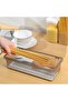 Utensil Storage Container, Portable Transparent Dustproof Flatware Tray for Kitchen (Grey) - 3