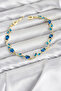 Brass Gold Color Blue Zircon Stone Flower Model Women's Bracelet