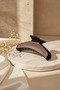 Leather Look Brown Large Size Hair Claw Clip - 6