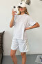 Women's Crew Neck Shorts Two-Piece Set Gray - 26872 - 4