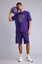 100% Cotton Nba Los Angeles Lakers Licensed Overshirt Fit Short Sleeve Purple T-Shirt H3395Ax26Sm - 2
