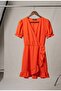 V-Neck Chiffon Mini Dress with Flounces and Gathered Sleeves - 6
