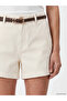 Vizyon New Season Regular Fit Women's Jean Shorts with Belted Waist - 3