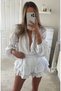 Women's Muslin Shorts Skirt Jumpsuit Flounced Summer White Dress 6031 - 3
