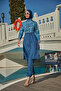 Rabia Chin Patterned Parachute Full Covered Hijab Swimsuit Rms-R040-26 Navy Blue - 2