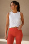 Women's White Sleeveless Crop Tank Top with Gathered Front Detail
