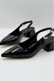 Short Heeled Patent Leather Women's Ballerinas Mary Jane Black Patent Leather - 6